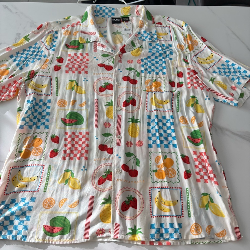 MAD Engine Colorful Fruit Pattern Men's Shirt XXL - Picture 3 of 8